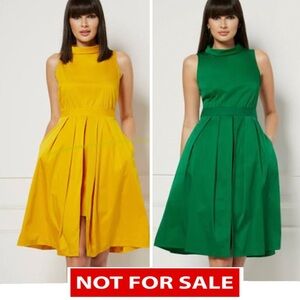 New York & Company Yellow and Green Midi Dress